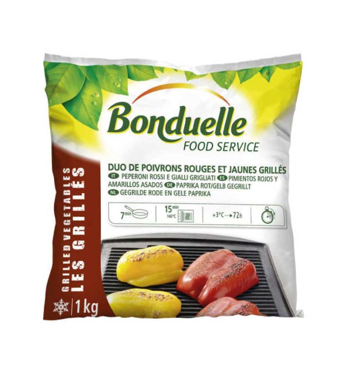 peperoni gialli e rossi grigliati e surgelati