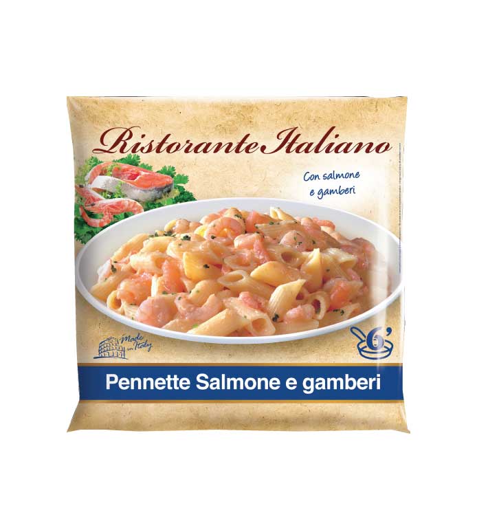 Penne al salmone e gamberi surgelato online