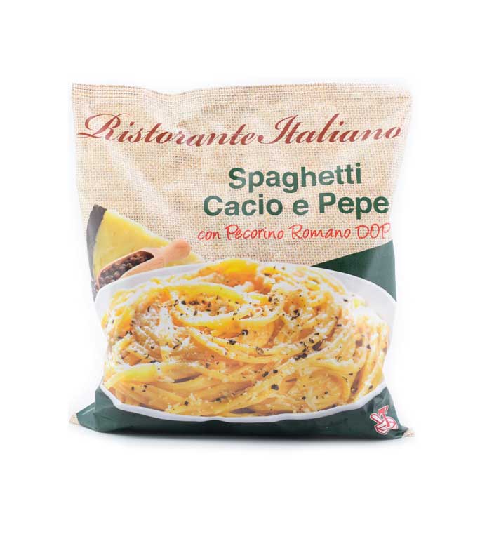 Spaghetti cacio e pepe gelit